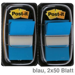 Post-it Haftstreifen Index 680 blau 25,4 x 43,2 mm 2x50Bl.