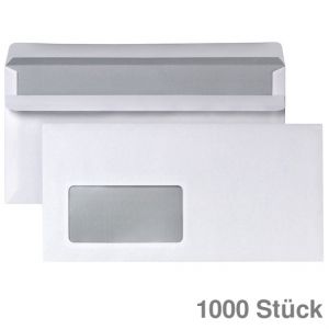 Briefumschlag DL, mit Fenster, selbstklebend 110x220mm weiß 1.000St.